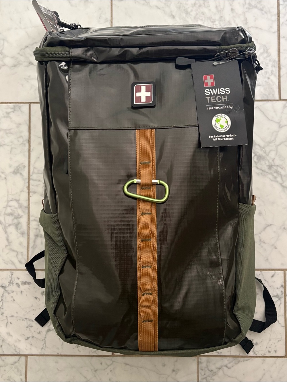 Swiss+ Tech Top Loader Backpack Carry On Large 20x10x8 Travel Bag. Army Green
